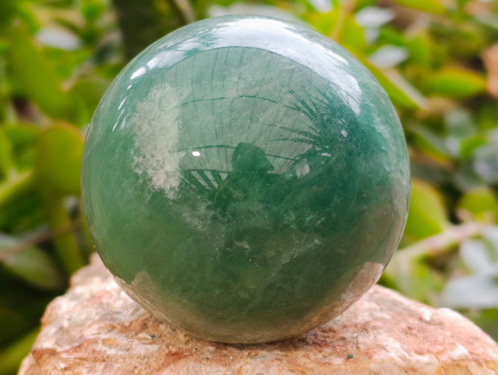 Polished Green Fluorite Spheres x 2 From Madagascar - Toprock Gemstones and Minerals 