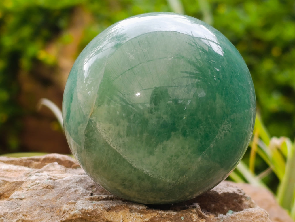Polished Green Fluorite Spheres x 2 From Madagascar - Toprock Gemstones and Minerals 