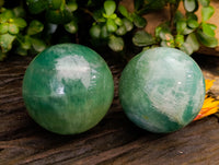 Polished Green Fluorite Spheres x 2 From Madagascar