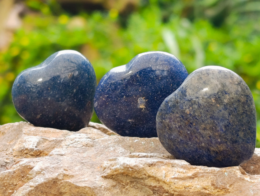 Polished Lazulite Hearts x 35 From Madagascar - Toprock Gemstones and Minerals 