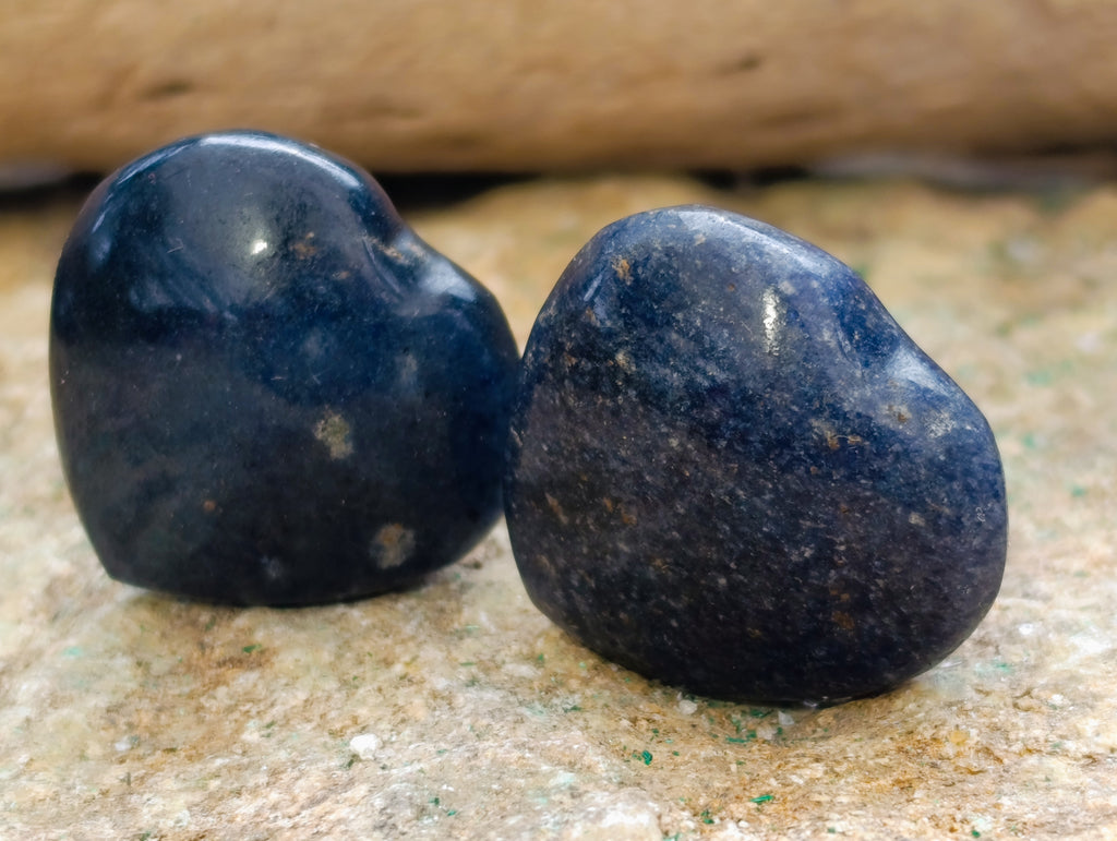 Polished Lazulite Hearts x 35 From Madagascar - Toprock Gemstones and Minerals 