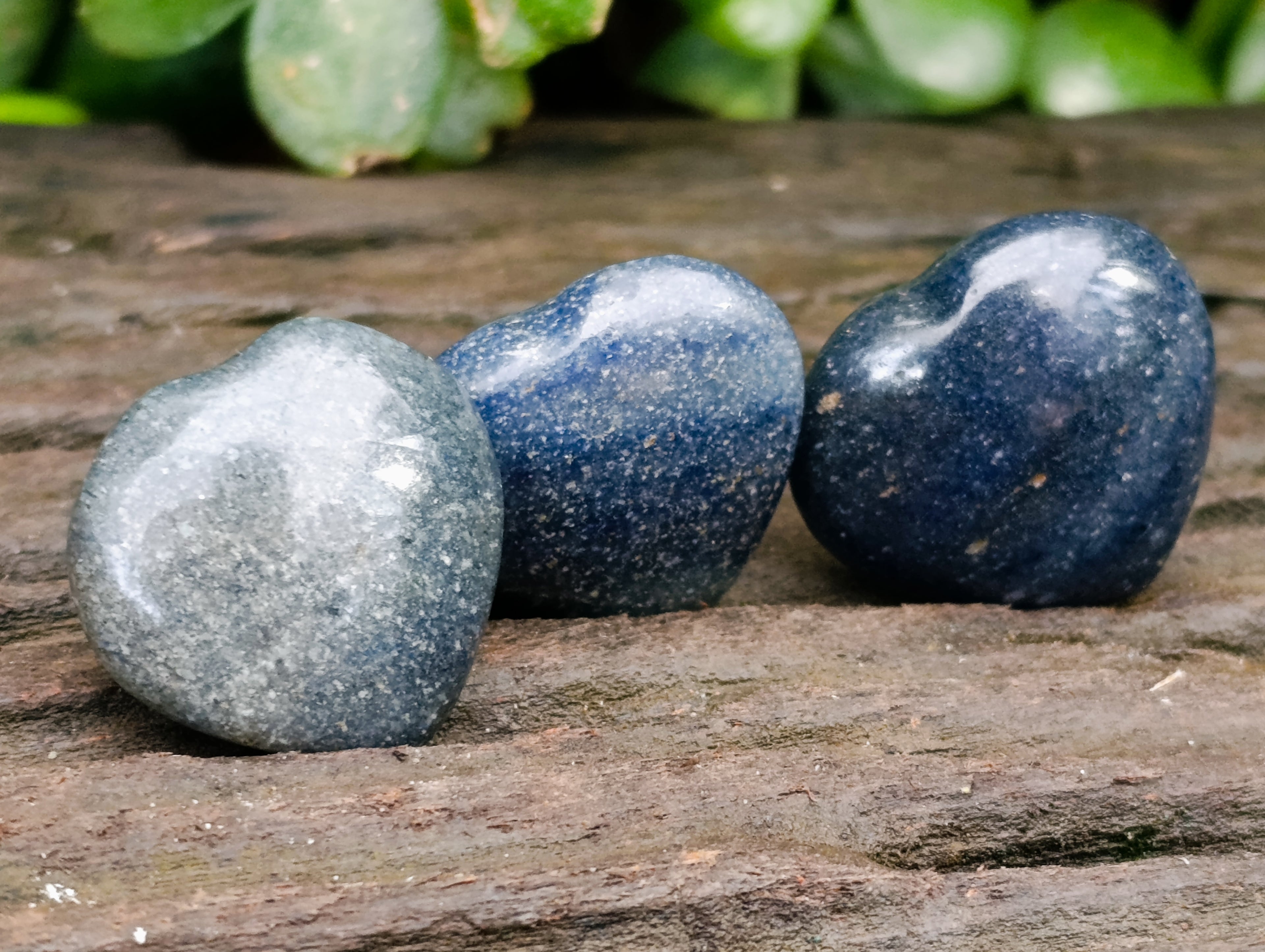 Polished Lazulite Hearts x 35 From Madagascar - Toprock Gemstones and Minerals 