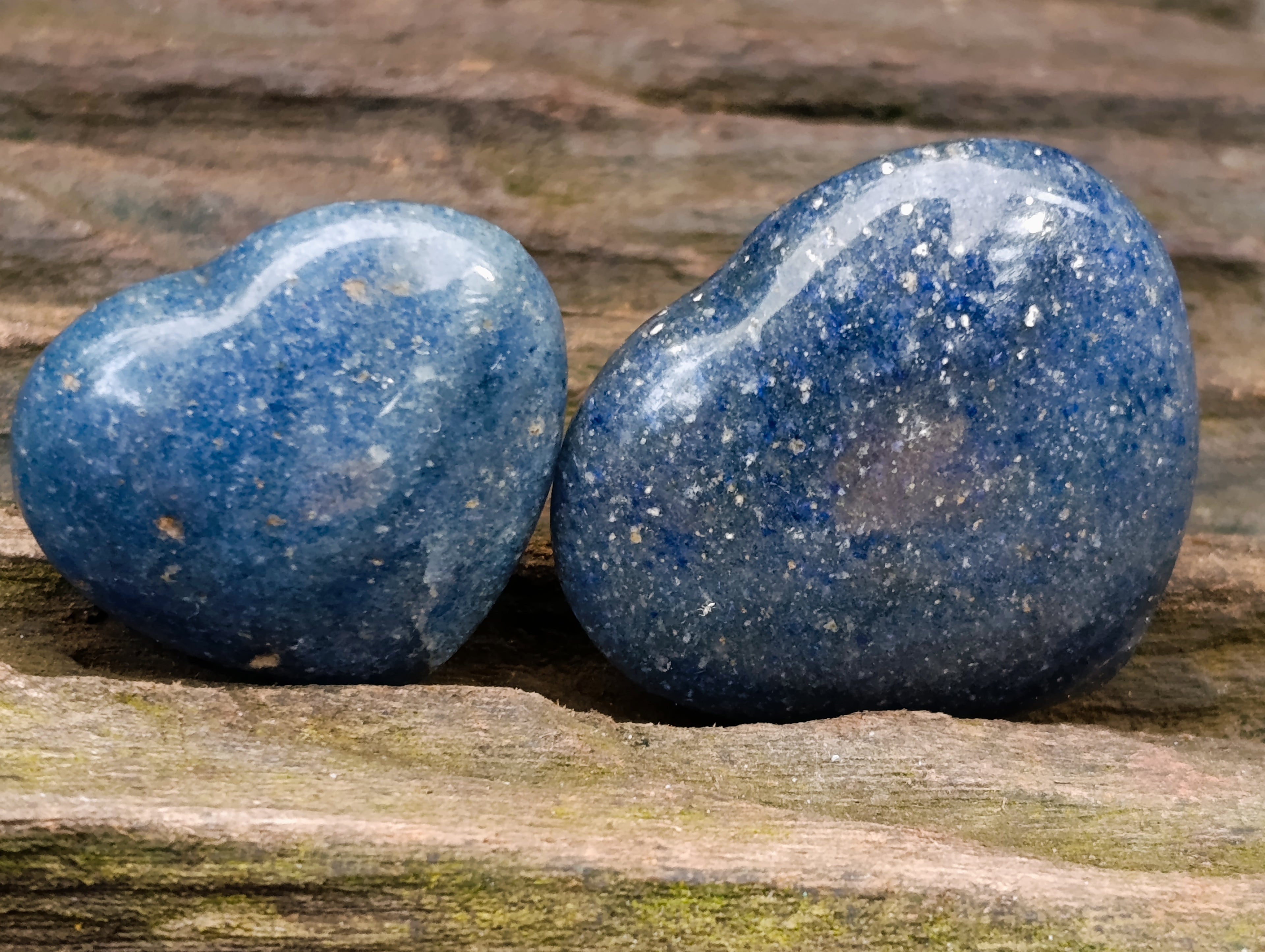 Polished Lazulite Hearts x 35 From Madagascar - Toprock Gemstones and Minerals 