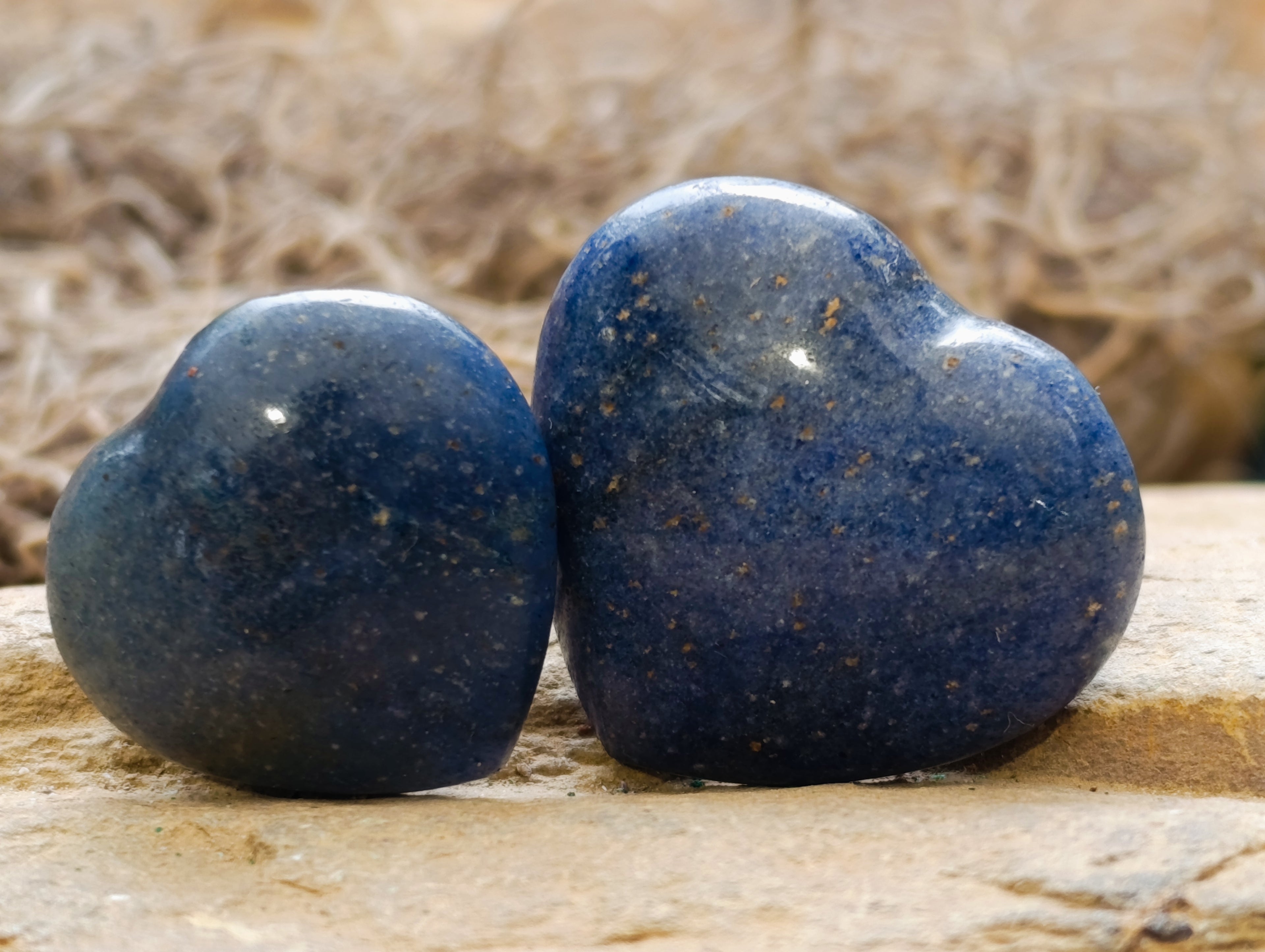 Polished Lazulite Hearts x 35 From Madagascar - Toprock Gemstones and Minerals 