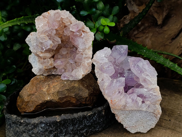 Natural Jacaranda Amethyst Quartz Geodes x 2 From Mumbwa, Zambia