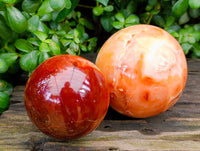 Polished Carnelian Agate Spheres x 2 From Madagascar