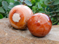 Polished Carnelian Agate Spheres x 2 From Madagascar