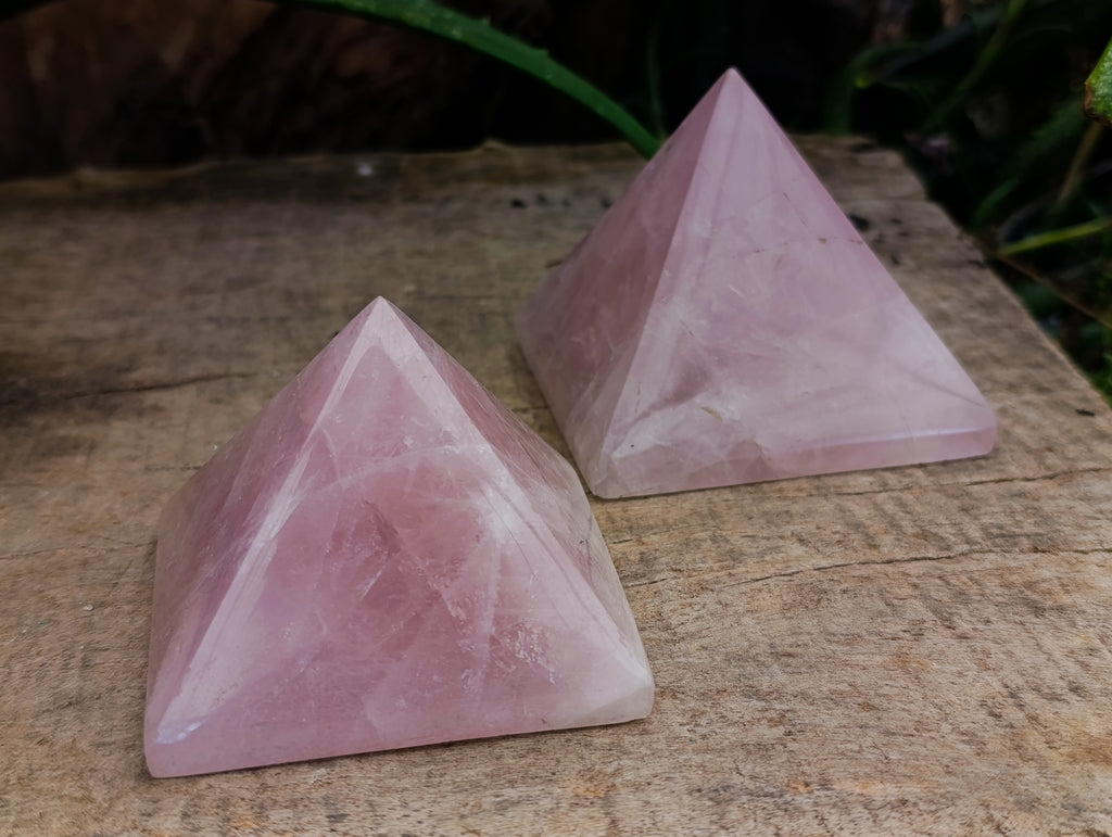 Polished Rose Quartz Pyramids x 4 From Ambatondrazaka, Madagascar - Toprock Gemstones and Minerals 