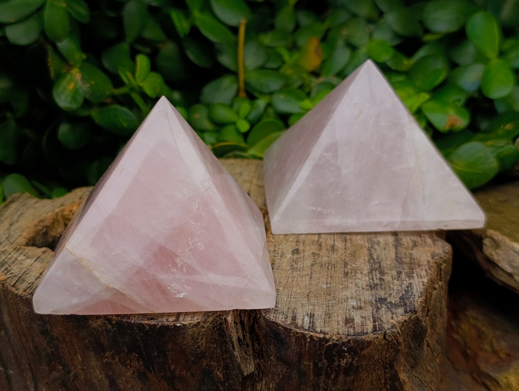 Polished Rose Quartz Pyramids x 4 From Ambatondrazaka, Madagascar - Toprock Gemstones and Minerals 
