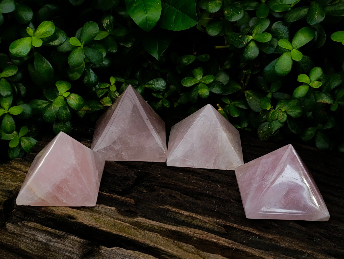 Polished Rose Quartz Pyramids x 4 From Ambatondrazaka, Madagascar - Toprock Gemstones and Minerals 
