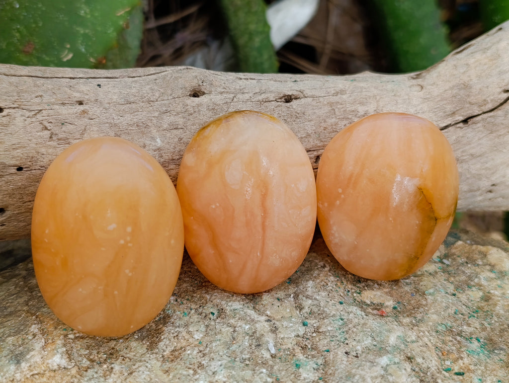 Polished Orange Twist Calcite Palm Stones x 24 From Maevantanana, Madagascar - Toprock Gemstones and Minerals 