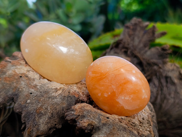Polished Orange Twist Calcite Palm Stones x 24 From Maevantanana, Madagascar