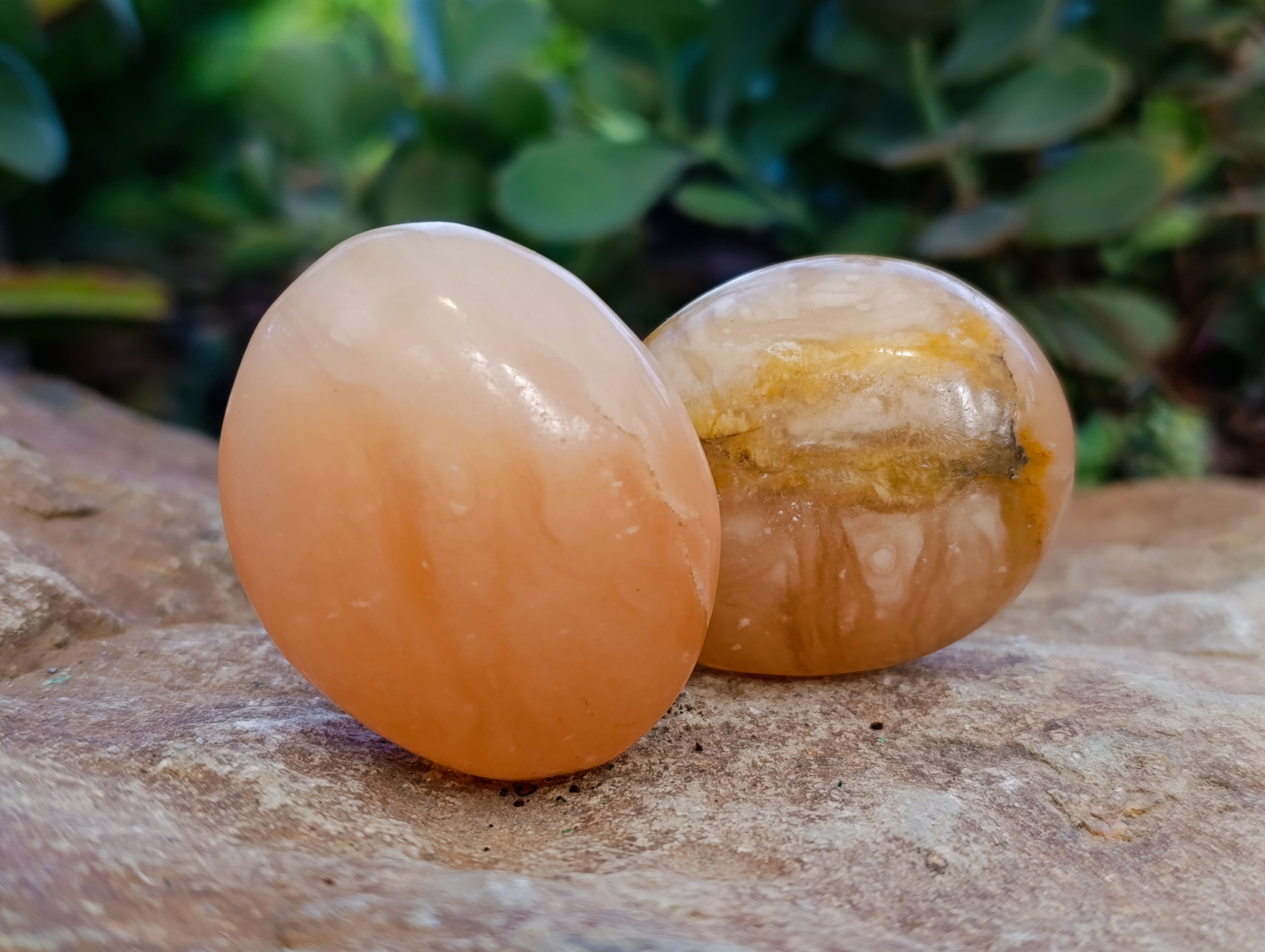 Polished Orange Twist Calcite Palm Stones x 24 From Maevantanana, Madagascar - Toprock Gemstones and Minerals 