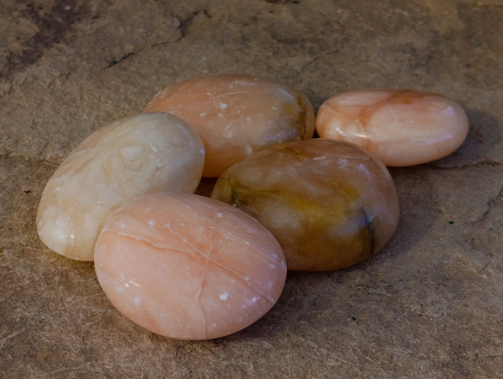 Polished Orange Twist Calcite Palm Stones x 24 From Maevantanana, Madagascar - Toprock Gemstones and Minerals 