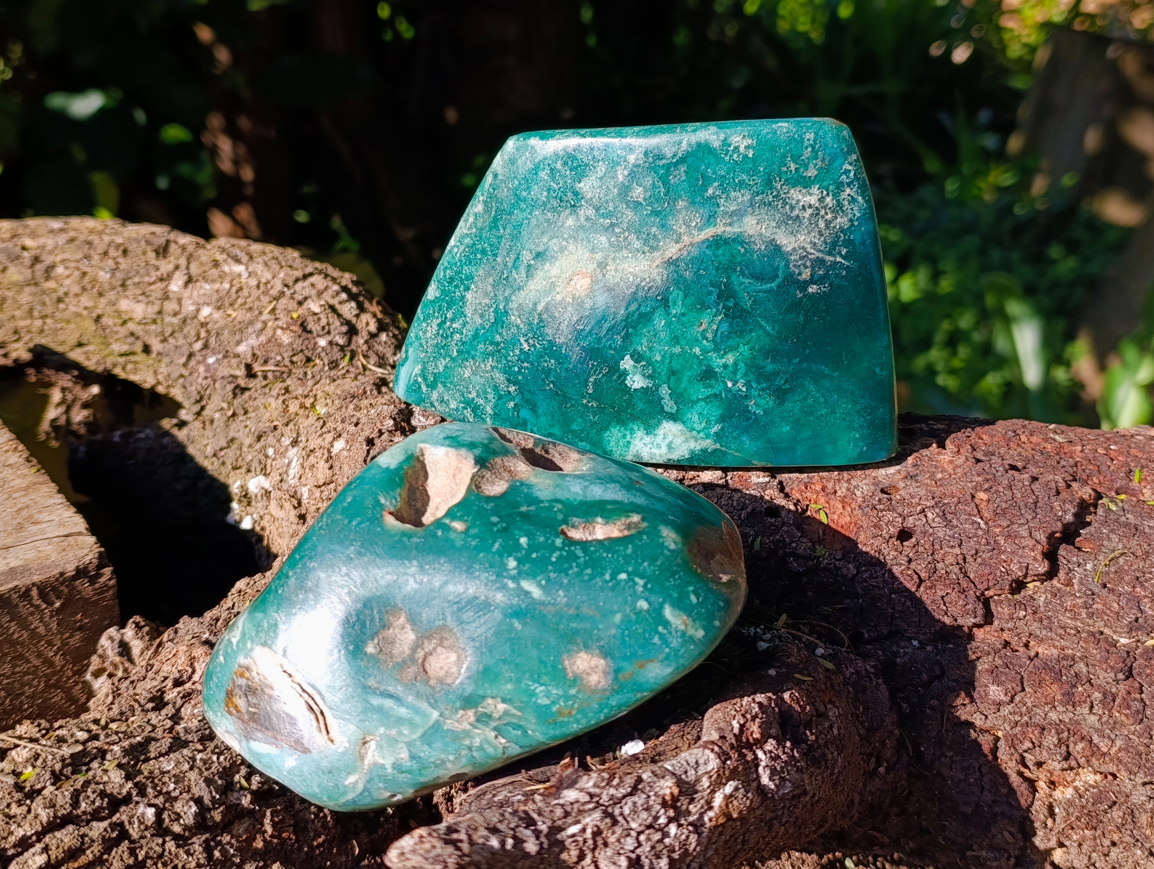 Polished Emerald Mtorolite Free Forms x 2 From Mutorashanga, Zimbabwe - Toprock Gemstones and Minerals 