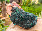 Natural Dioptase with Silky Malachite On Dolomite Cabinet Specimen x 1 From Likasi, Congo - Toprock Gemstones and Minerals 