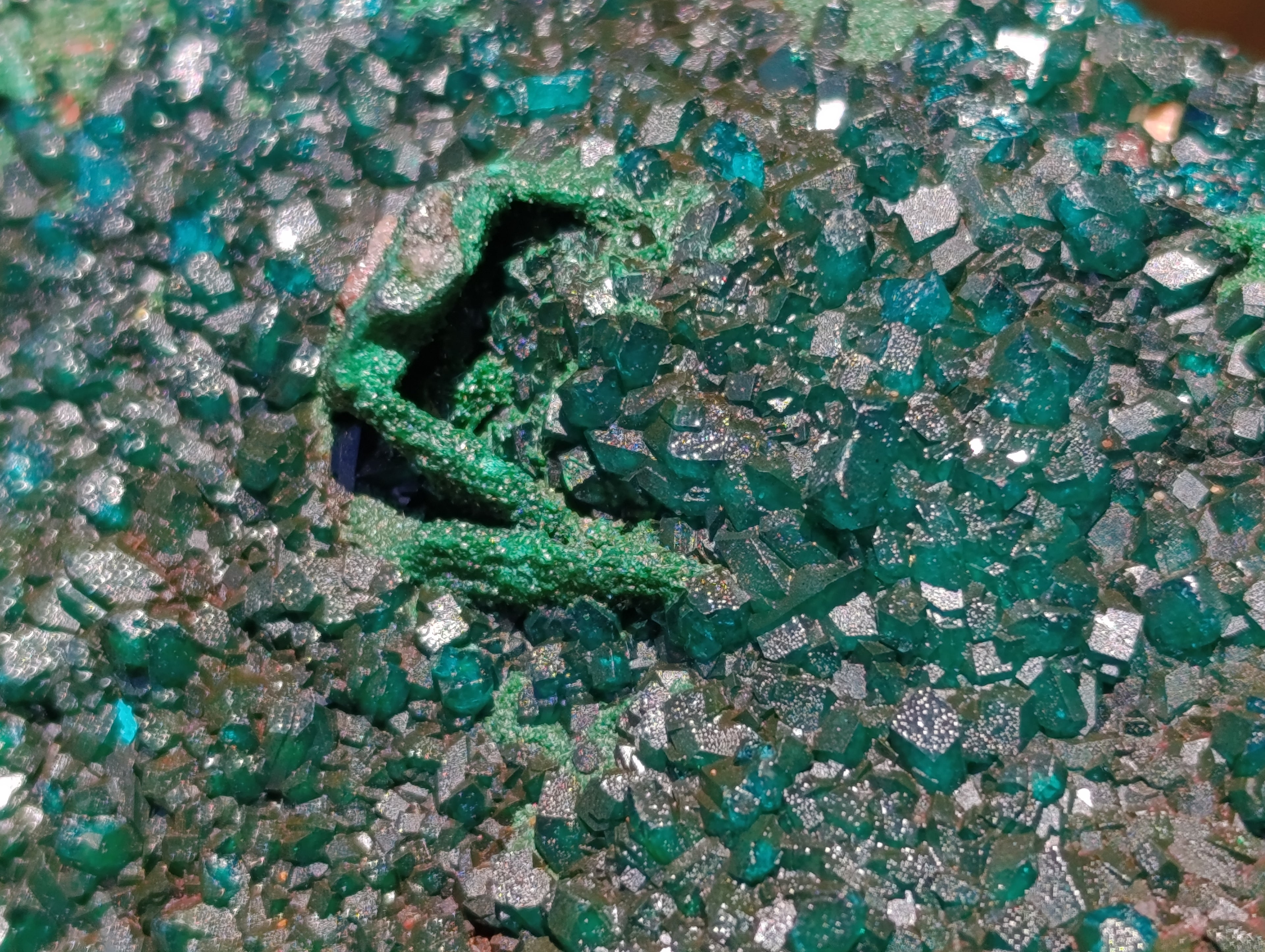 Natural Dioptase with Silky Malachite On Dolomite Cabinet Specimen x 1 From Likasi, Congo - Toprock Gemstones and Minerals 
