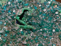 Natural Dioptase with Silky Malachite On Dolomite Cabinet Specimen x 1 From Likasi, Congo