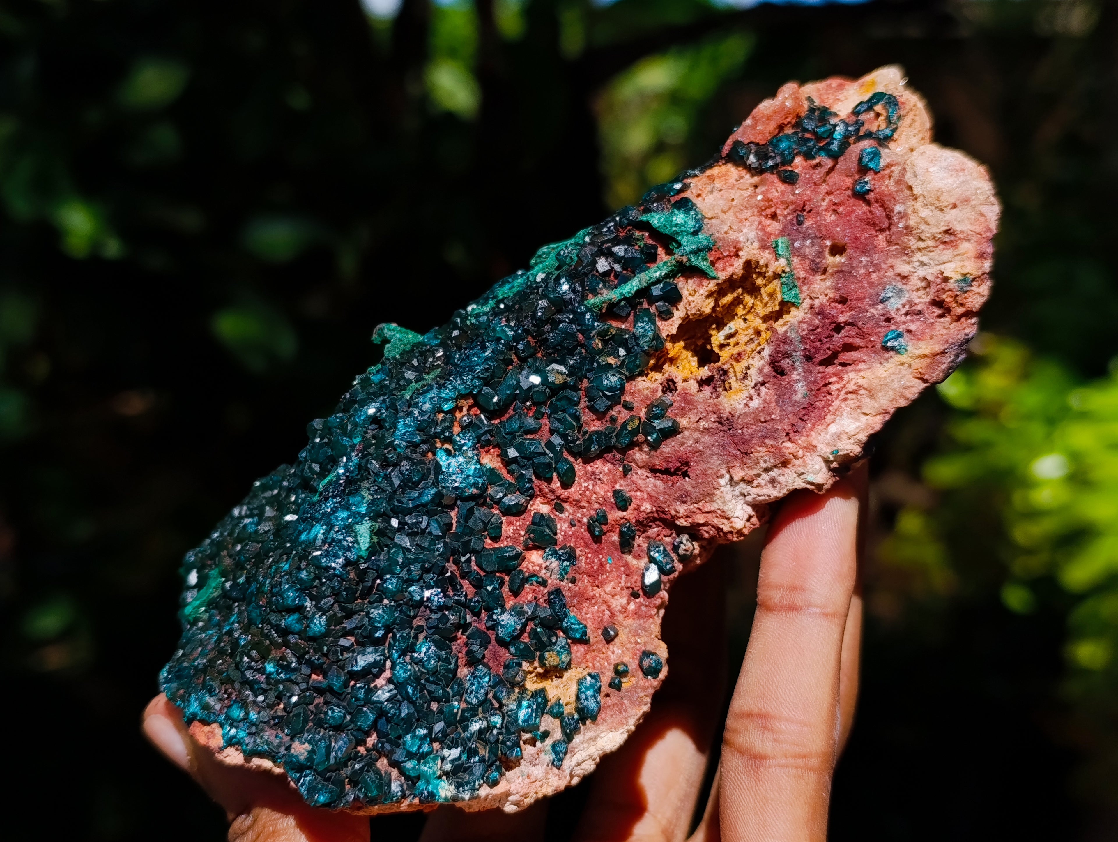 Natural Dioptase with Silky Malachite On Dolomite Cabinet Specimen x 1 From Likasi, Congo - Toprock Gemstones and Minerals 