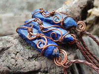 Polished Copper Wire Wrapped Sodalite Pendants x 6 From Namibia