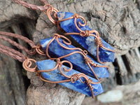 Polished Copper Wire Wrapped Sodalite Pendants x 6 From Namibia