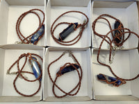Polished Copper Wire Wrapped Sodalite Pendants x 6 From Namibia