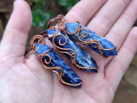 Polished Copper Wire Wrapped Sodalite Pendants x 6 From Namibia