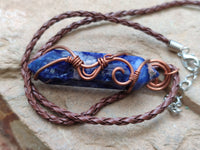 Polished Copper Wire Wrapped Sodalite Pendants x 6 From Namibia