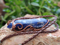 Polished Copper Wire Wrapped Sodalite Pendants x 6 From Namibia