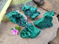 Natural Silky Malachite Specimens x 4 From Kasompe, Congo - Toprock Gemstones and Minerals 