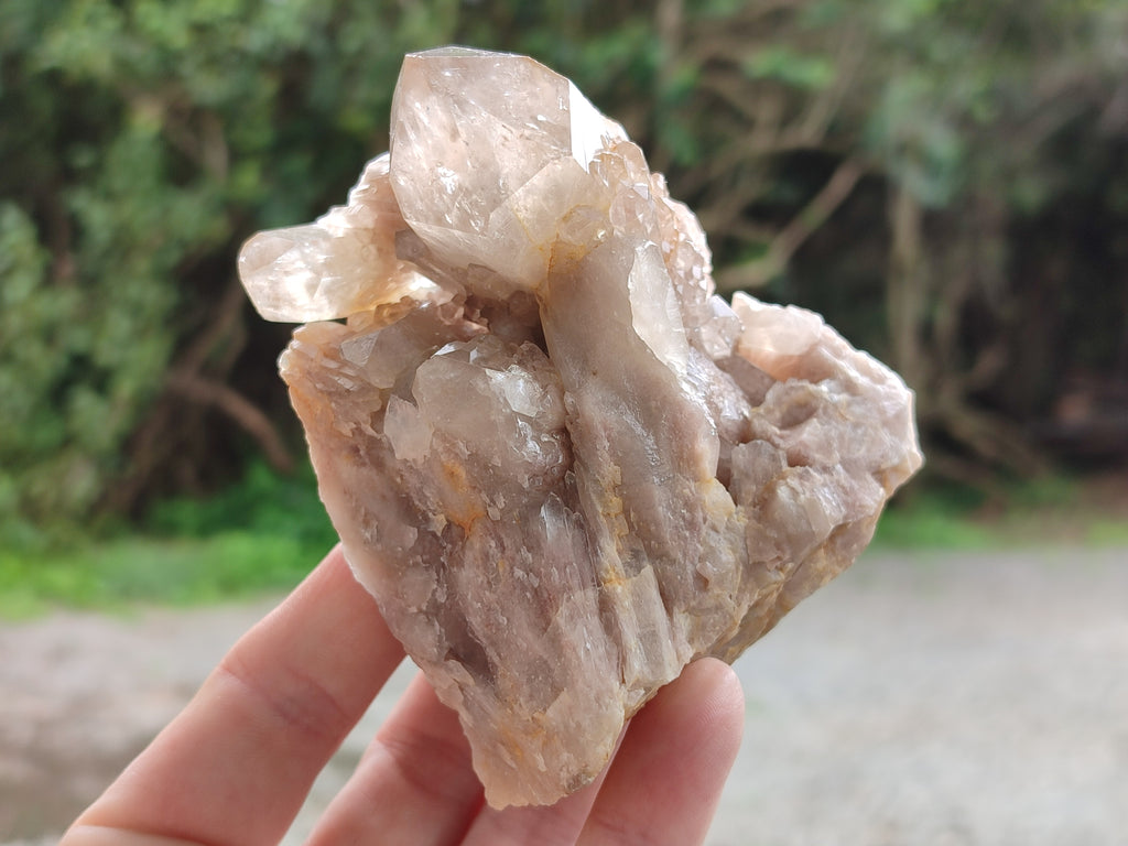 Natural Smokey Phantom Quartz Clusters x 6 From Luena, Congo - Toprock Gemstones and Minerals 