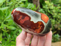 Polished Polychrome Jasper Standing Free Forms x 3 From Northwest Coast, Madagascar