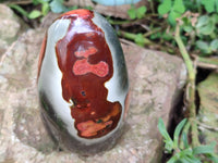 Polished Polychrome Jasper Standing Free Forms x 3 From Northwest Coast, Madagascar