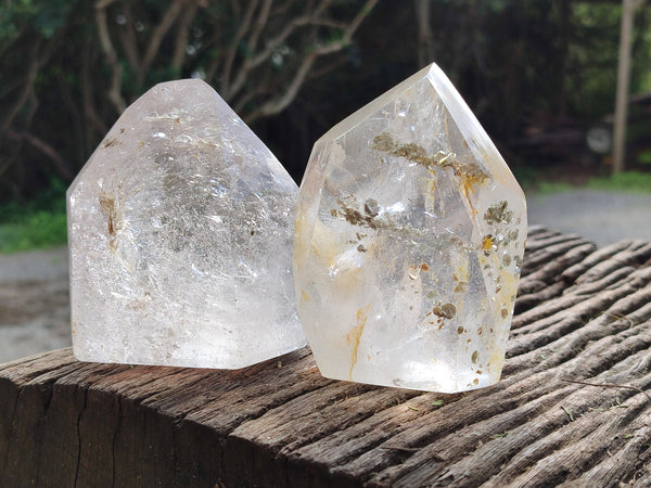 Polished Quartz Crystal Points with Inclusions x 2 From Madagascar