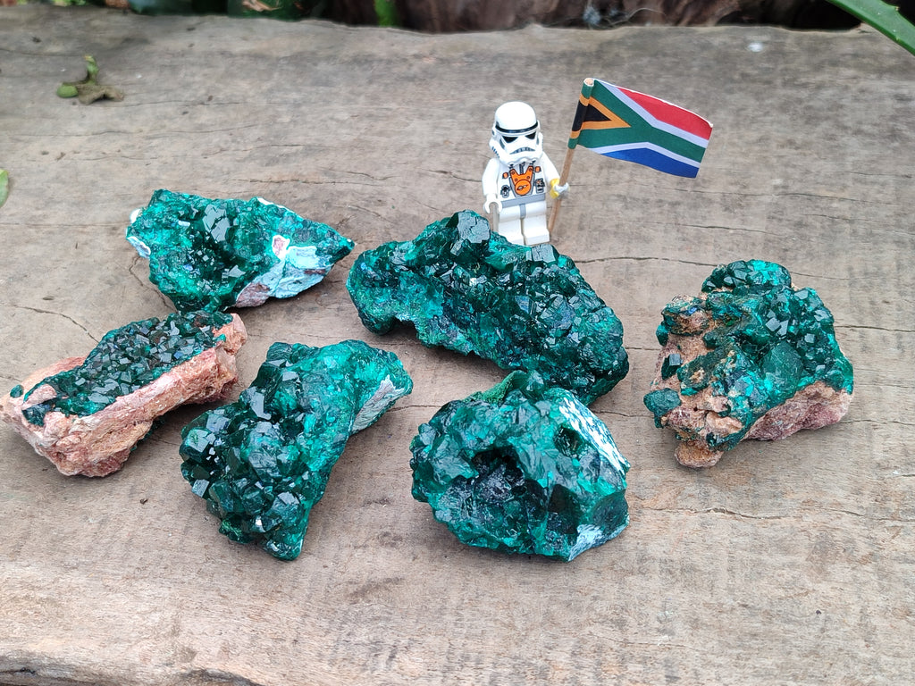 Natural Dioptase On Dolomite Specimens x 6 From Likasi, Congo - Toprock Gemstones and Minerals 