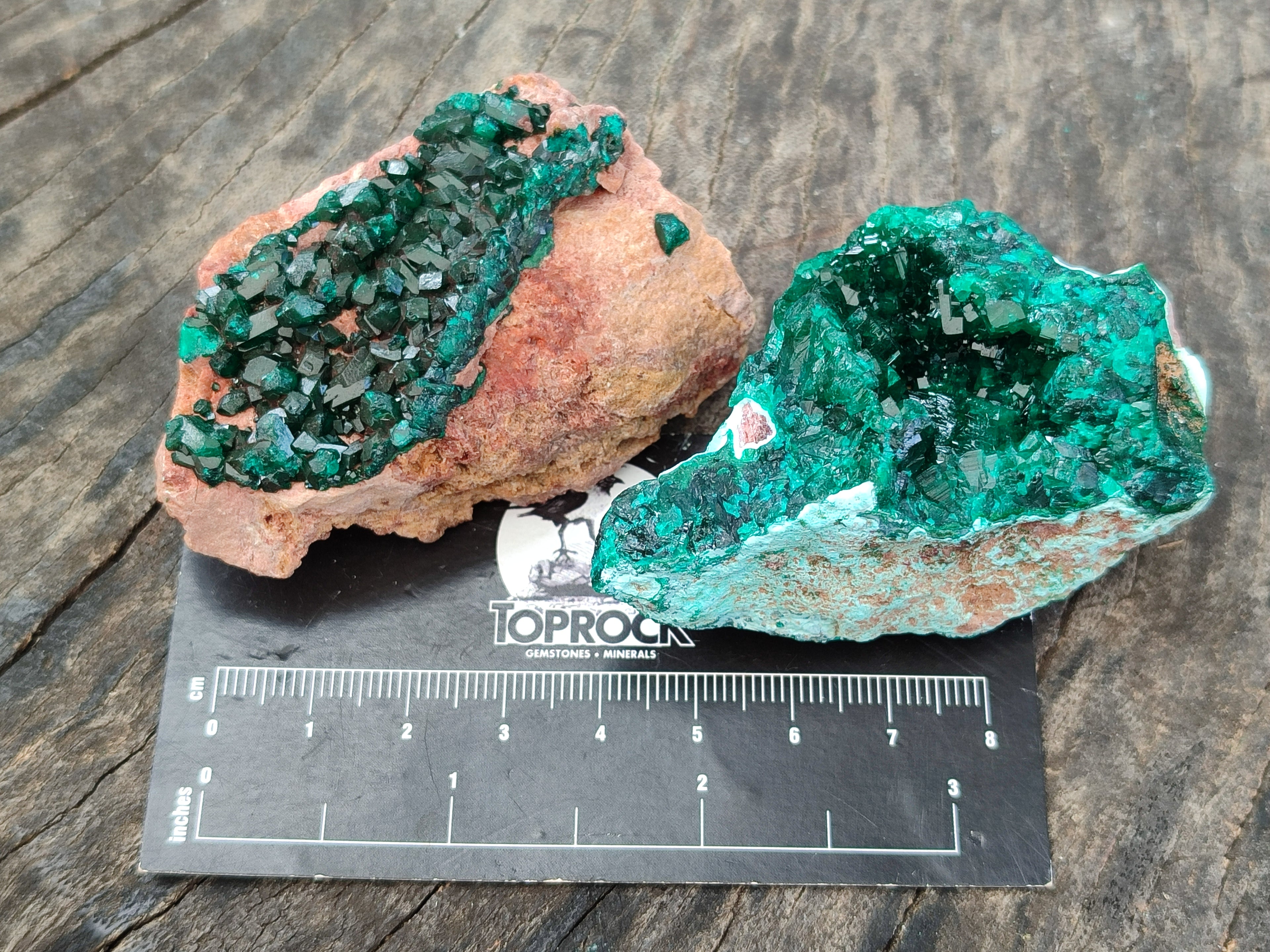 Natural Dioptase On Dolomite Specimens x 6 From Likasi, Congo - Toprock Gemstones and Minerals 