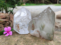 Polished Quartz Crystal Points with Chlorite Inclusions x 2 From Madagascar