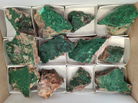 Natural Crystalline Malachite Specimens x 12 From Tenke Fungurume, Congo