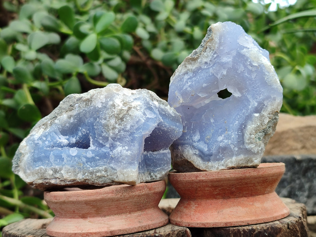 Natural Blue Lace Agate Geode Specimens x 12 From Nsanje, Malawi - Toprock Gemstones and Minerals 
