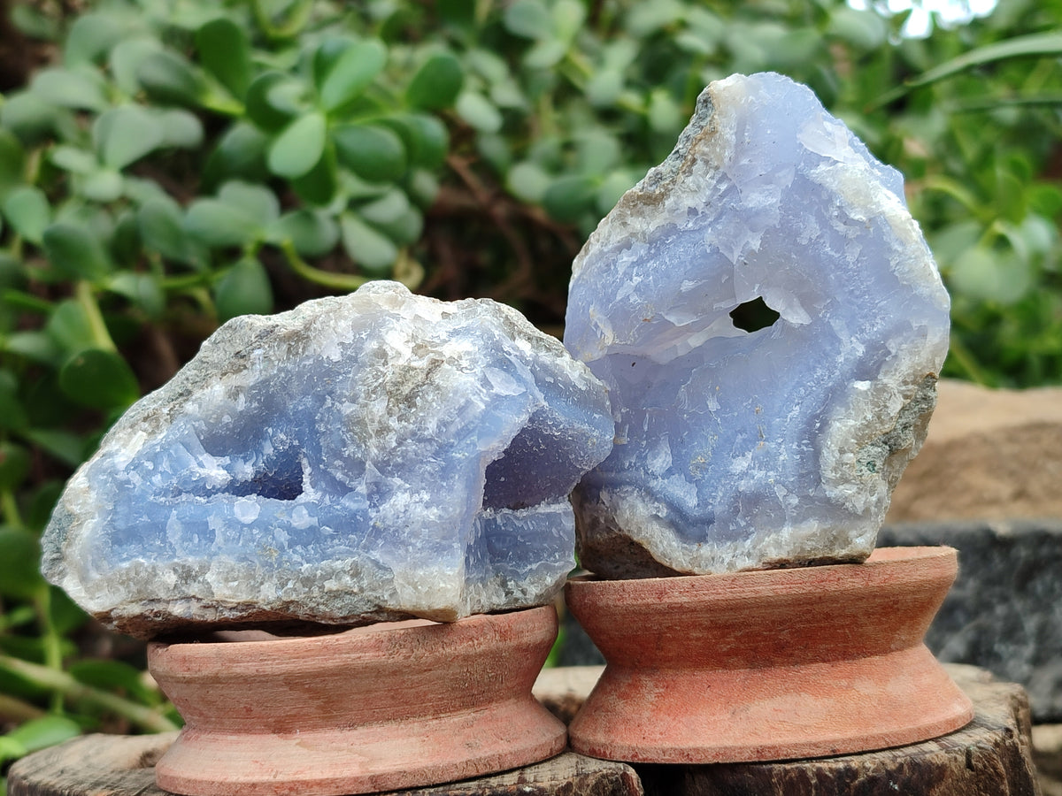 Natural Blue Lace Agate Geode Specimens x 12 From Nsanje, Malawi - Toprock Gemstones and Minerals 