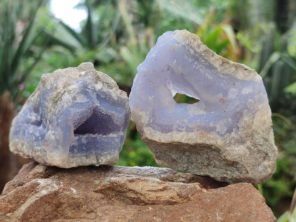 Natural Blue Lace Agate Geode Specimens x 12 From Nsanje, Malawi - Toprock Gemstones and Minerals 