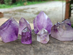 Polished Window Amethyst Quartz Points x 12 From Akansobe, Madagascar - Toprock Gemstones and Minerals 