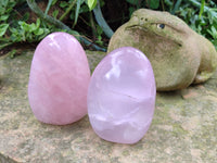 Polished Rose Quartz Standing Free Forms x 2 From Ambatondrazaka, Madagascar