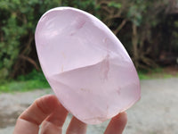 Polished Rose Quartz Standing Free Forms x 2 From Ambatondrazaka, Madagascar