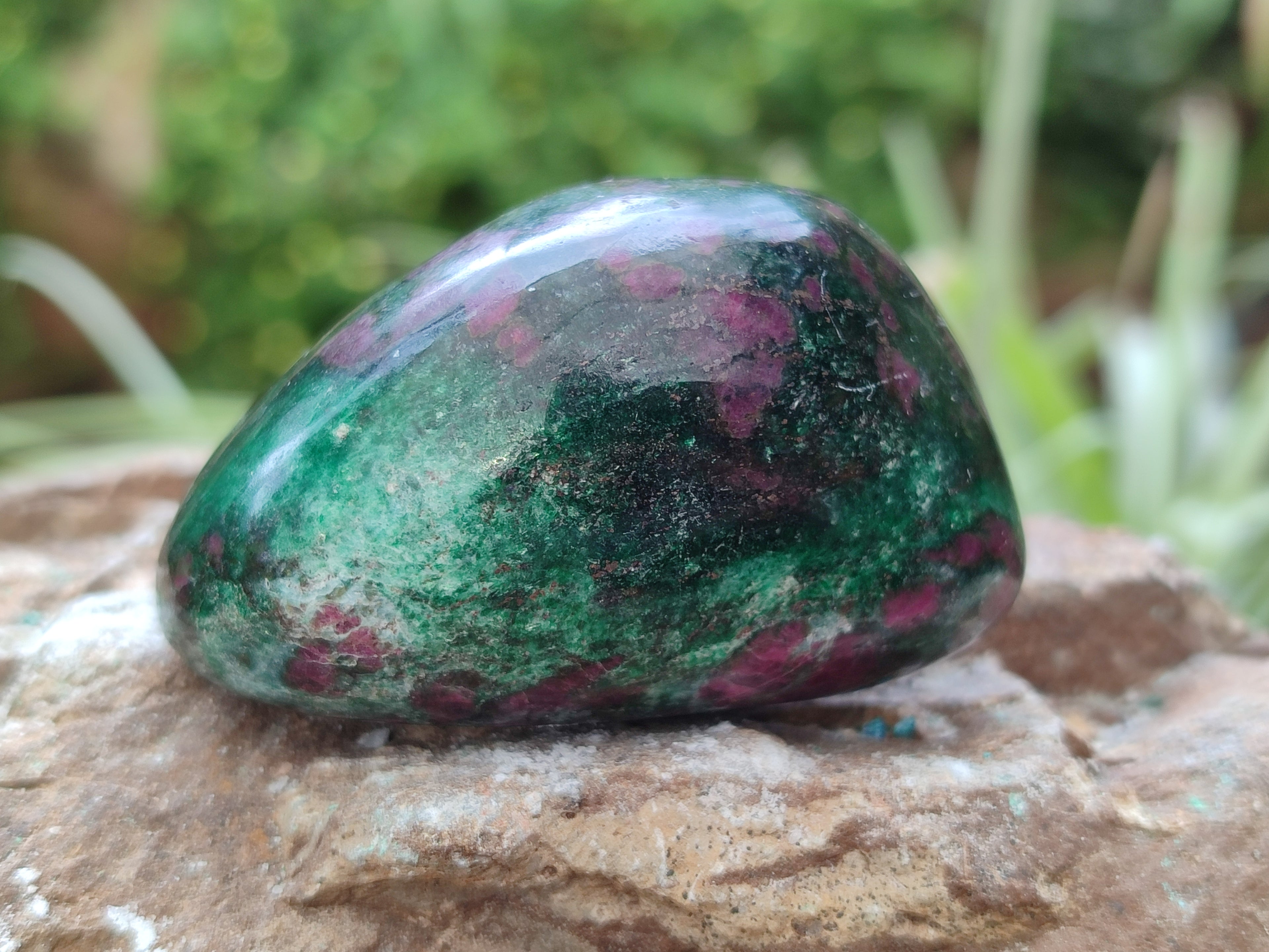 Polished Ruby Corundum In Chrome Verdite Standing Free Forms x 3 From Zimbabwe - Toprock Gemstones and Minerals 