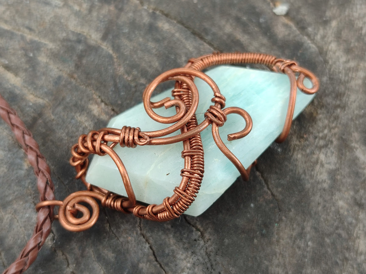 Hand Made Copper Wire Wrapped Pendants x 6 From Southern Africa - Toprock Gemstones and Minerals 