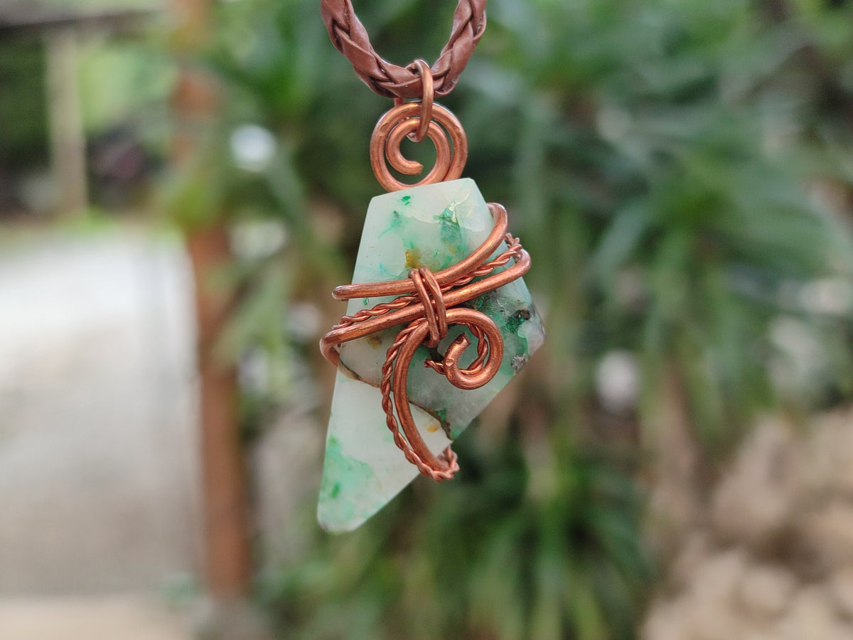 Hand Made Copper Wire Wrapped Pendants x 6 From Southern Africa - Toprock Gemstones and Minerals 