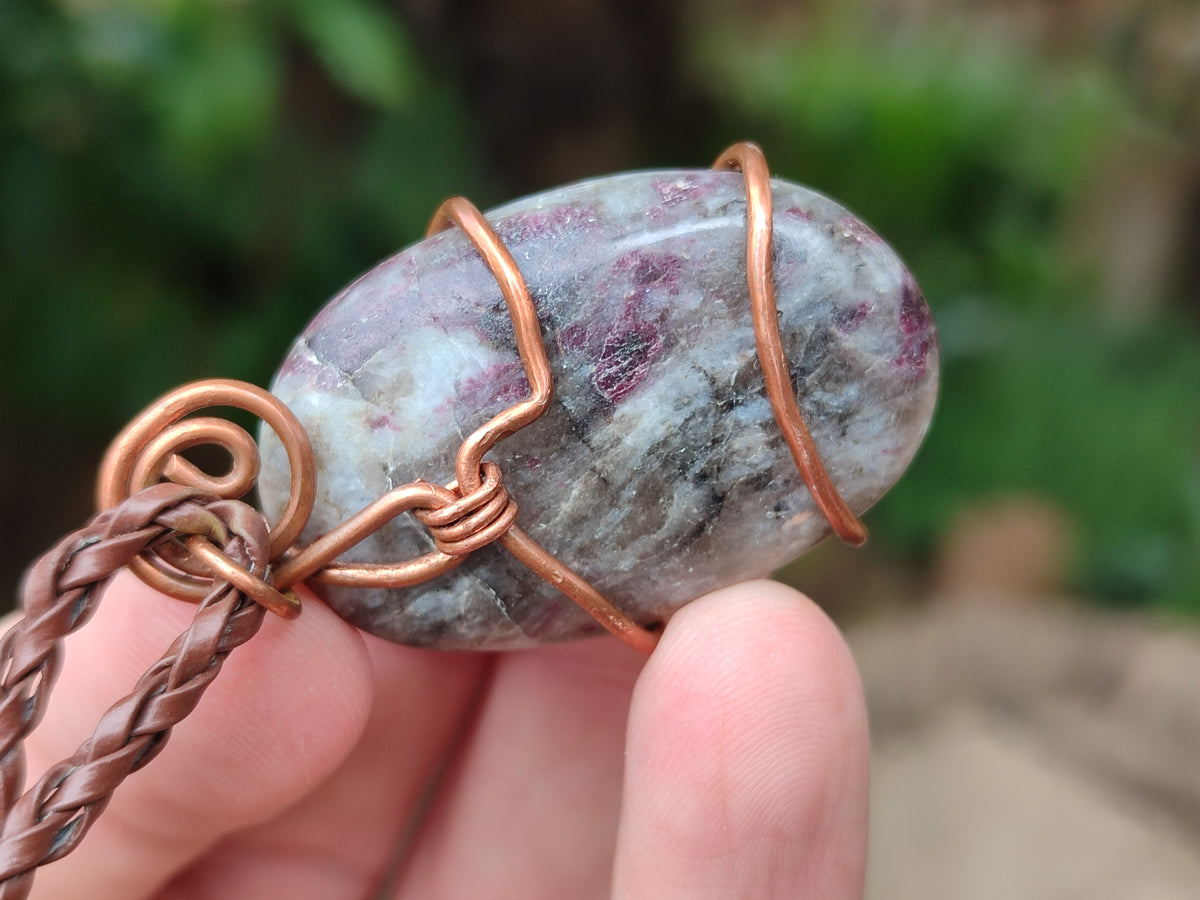 Hand Made Copper Wire Wrapped Pendants x 6 From Southern Africa - Toprock Gemstones and Minerals 