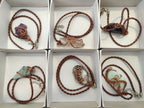 Hand Made Copper Wire Wrapped Pendants x 6 From Southern Africa - Toprock Gemstones and Minerals 