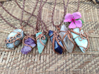 Hand Made Copper Wire Wrapped Pendants x 6 From Southern Africa - Toprock Gemstones and Minerals 